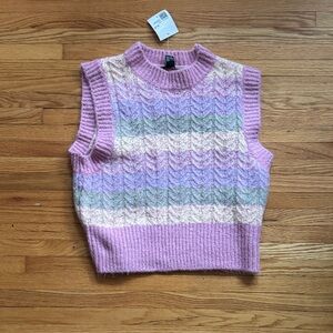 Pink and Multicolor Knit Sleeveless Sweater